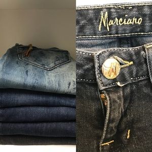 Marciano faded black skinny jeans.